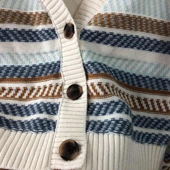 SO Oversized Cardigan Cropped Button XS Striped Cableknit Multicolor Casual - Picture 7 of 7